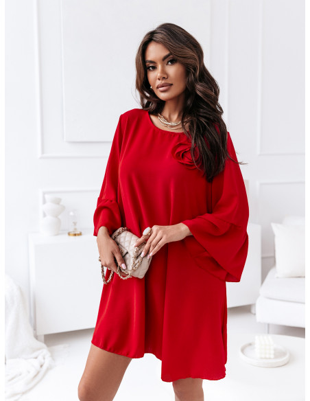 Sukienka trapezowa z różą HADLEE - czerwona