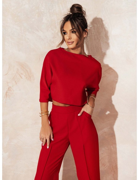Elegancki komplet ze spodniami JASIRA - czerwony