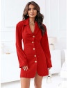 Garniturowa sukienka z ozdobnymi guzikami DONAY - czerwona