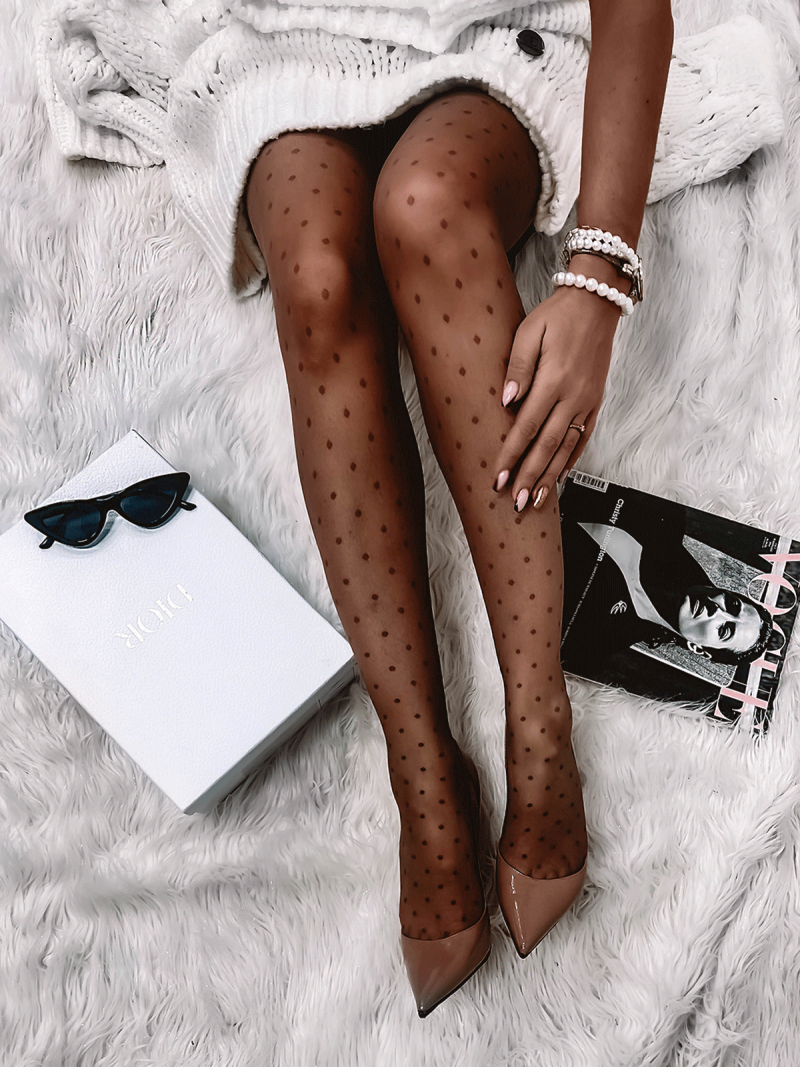 Rajstopy w kropki DOTS - brązowe