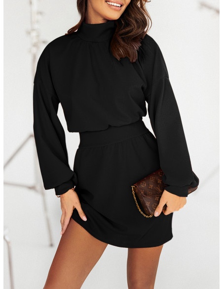 Sukienka mini z pęknięciem na plecach RABIA - czarna
