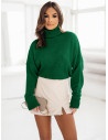 Pleciony sweter oversize golf FEZA - butelkowej zieleni
