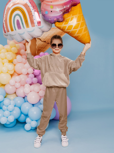 Welurowy dres dziecięcy GIZMO - beżowy 2