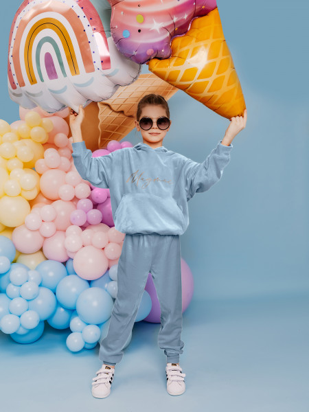 Welurowy dres dziecięcy - GIZMO - błękitny