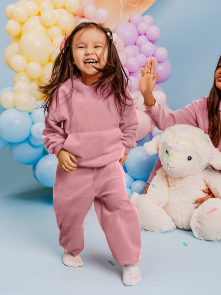 Welurowy dres dziecięcy NEMO - brudny róż 2