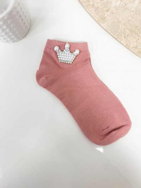 Skarpetki KORONA - brudny róż 2