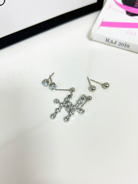 Kolczyki zestaw 3 pary - srebrne