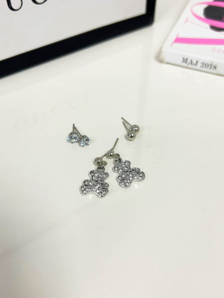 Kolczyki zestaw 3 pary TEDDY- srebrne