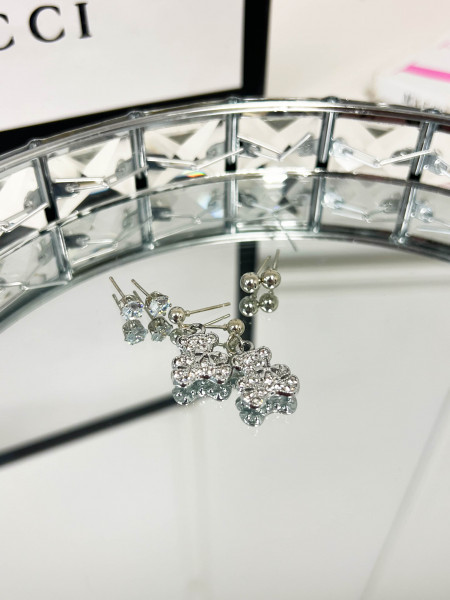 Kolczyki zestaw 3 pary TEDDY- srebrne 2