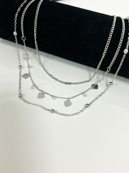 Komplet delikatnych naszyjników - srebrny