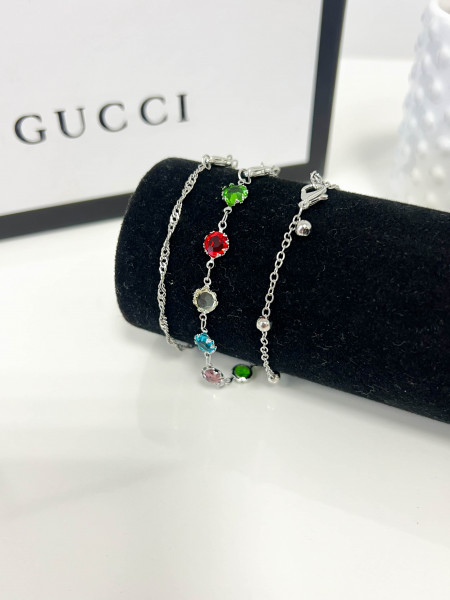 Komplet 3 par bransoletek - srebrne