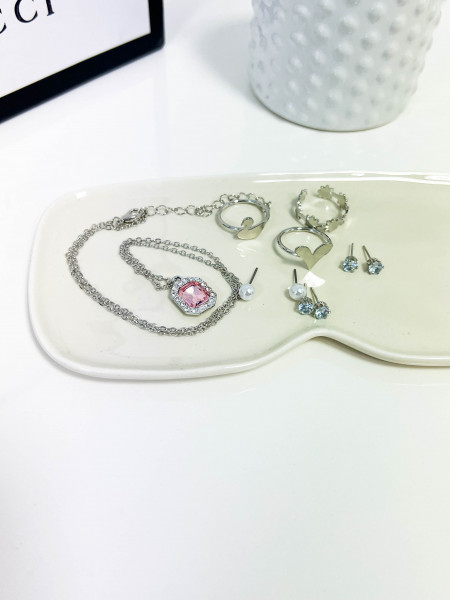 Delikatny komplet z oczkiem- srebrny