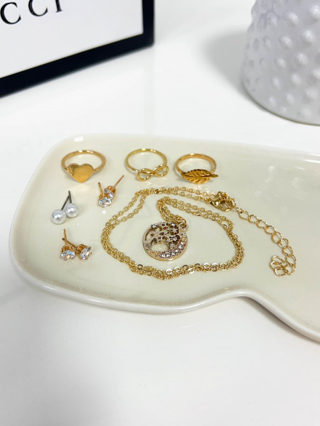 Zestaw biżuterii z motywem drzewka- złoty