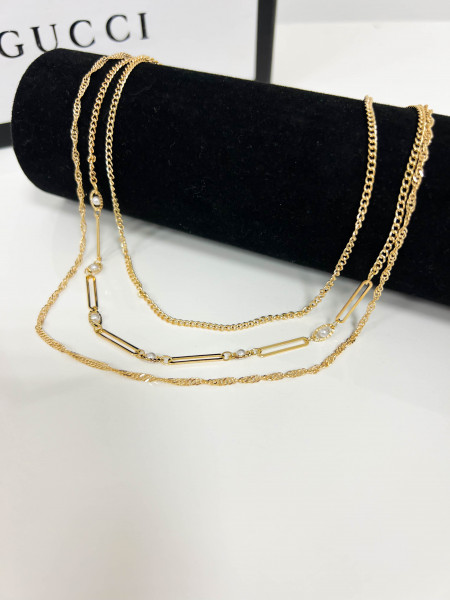 Komplet delikatnych łańcuszków - złoty
