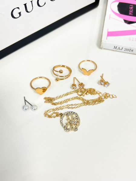 Zestaw biżuterii z motywem motyla- złoty