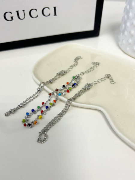 Bransoletki z koralikami - srebrna 2