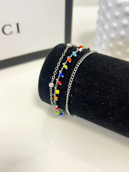 Bransoletki z koralikami - srebrna