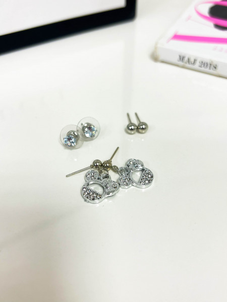 Urocze kolczyki z motywem myszki - srebrne