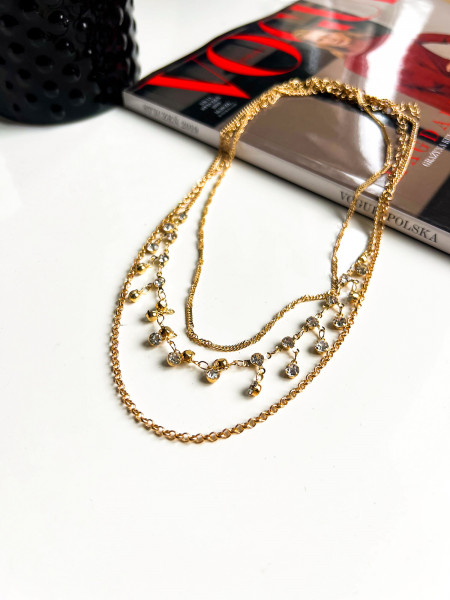 Komplet biżuterii z błyszczącymi akcentami - złoty