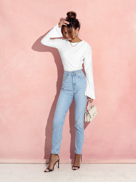 Dopasowana bluzka z szerokim rękawem MEI - biała 2