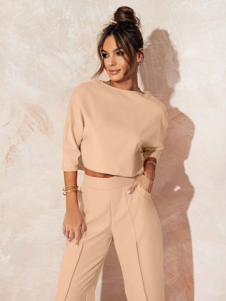 Elegancki komplet ze spodniami JASIRA - beżowy
