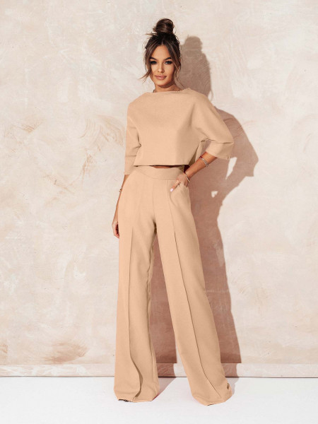 Elegancki komplet ze spodniami JASIRA - beżowy 2