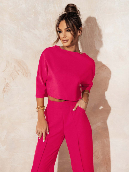Elegancki komplet ze spodniami JASIRA - fuksjowy 2