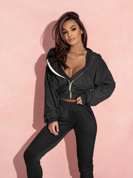 Welurowy komplet dresowy 3w1 LARS - czarny 2