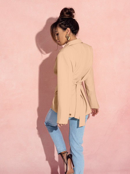 Elegancka wiązana marynarka KAMALA - beżowa