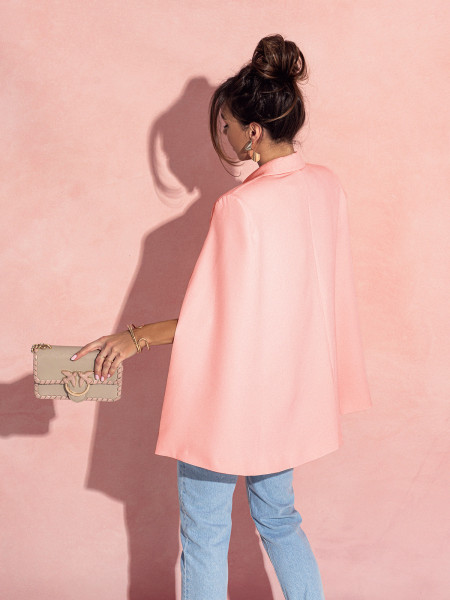 Elegancka marynarka z peleryną KALISA - pudrowy róż 2