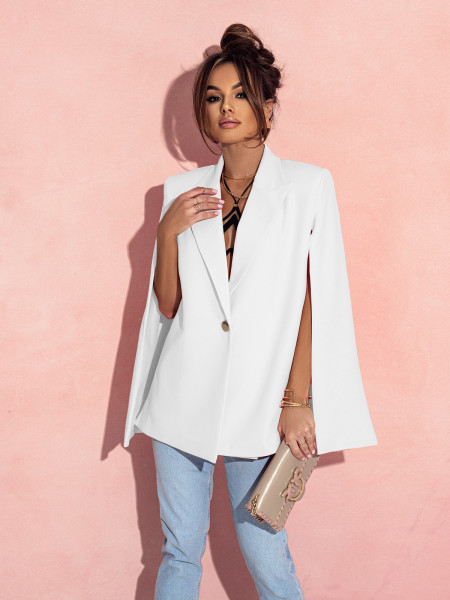 Elegancka marynarka z peleryną KALISA - biała