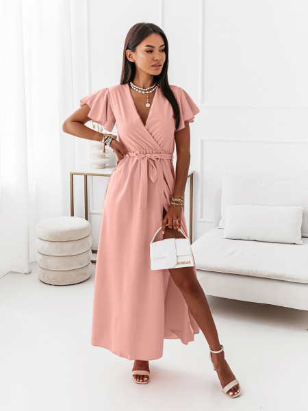 Elegancka sukienka maxi CAROLINE - pudrowy róż