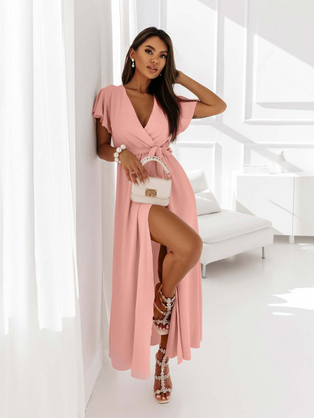 Elegancka sukienka maxi CAROLINE - pudrowy róż 2