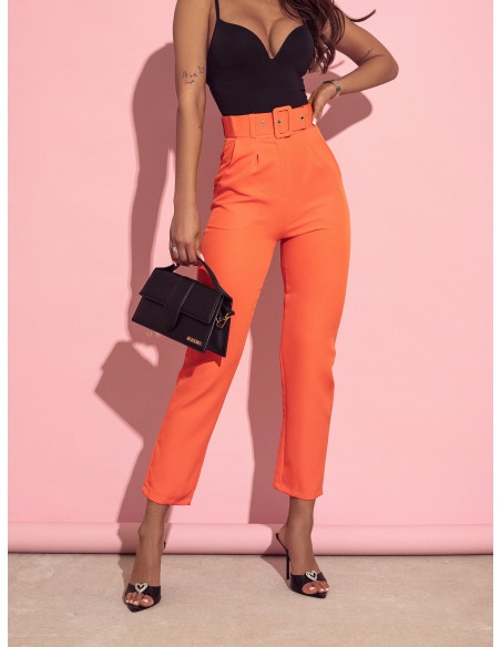 Eleganckie spodnie cygaretki HOLTI - orange