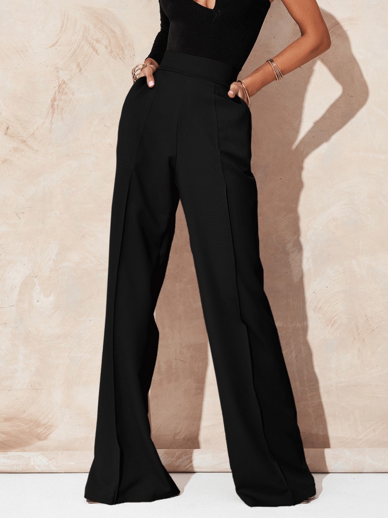 WP eleganckie szerokie spodnie z kantem - czarne