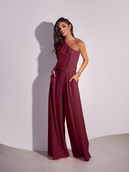 Kombinezon z szerokimi nogawkami COSTA - bordowy 2