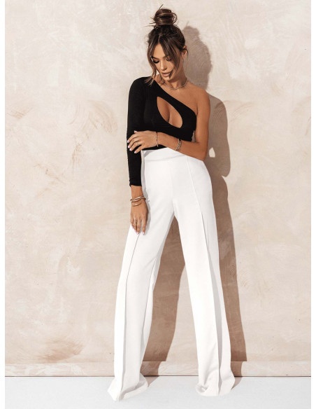 Eleganckie spodnie z szerokimi nogawkami ASALA- białe
