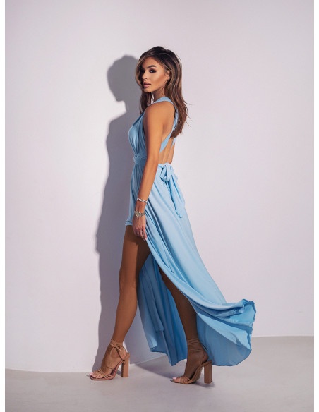 Sukienka maxi wiązana na wiele sposobów - ELSA - błękitna
