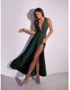 Sukienka maxi wiązana na wiele sposobów - ELSA - butelkowa zieleń