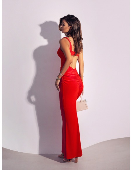 Sukienka maxi z odsłoniętymi plecami ELARA - czerwona