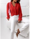 Elegancka bluzka z zakładkami - ELONA - czerwona