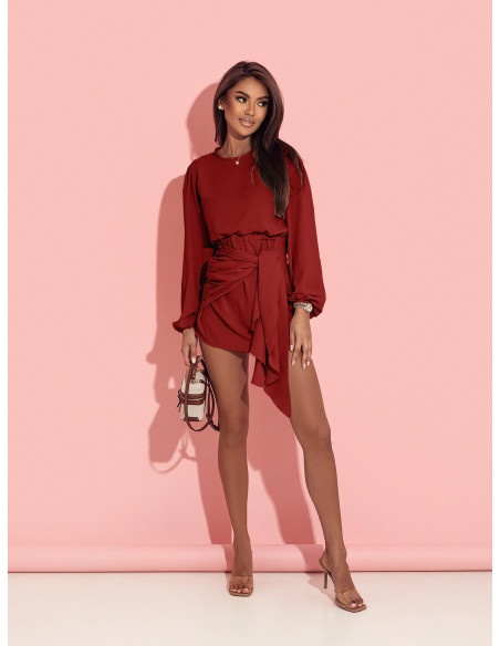 Elegancka sukienka z wiązaniem - DILLA - czerwona