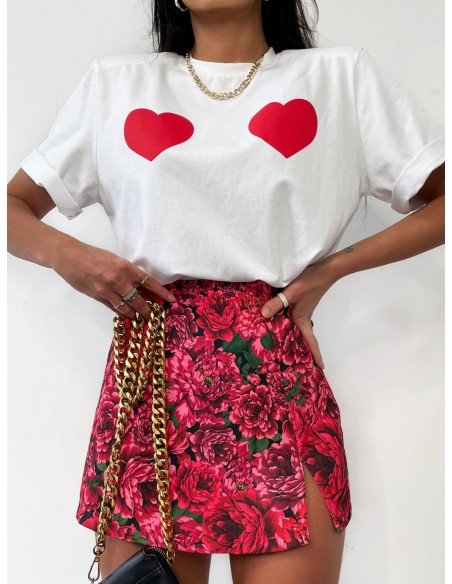 Modna bluzka z motywem serc KENZIE - biała