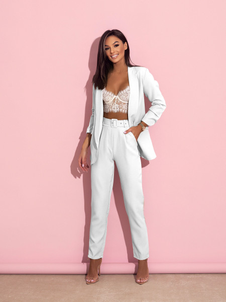 Modny garnitur marynarka i spodnie NAJAT - biały