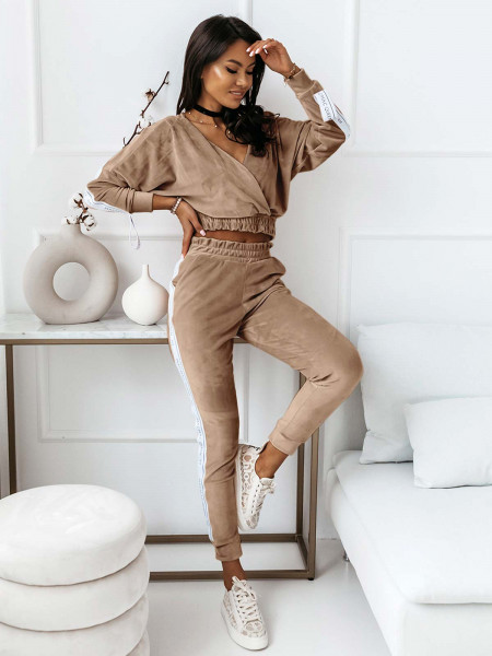 Welurowy dres spodnie + bluza VELVET - czekoladowy 2