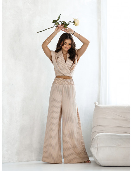 Komplet kamizelka z szerokimi spodniami ISTER - beżowy