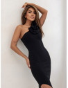 Sukienka prążkowana na jedno ramię MERABIA - czarna