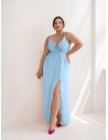 Maxi sukienka z rozcięciem PLUS SIZE - LEIA - błękitna