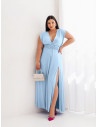 Sukienka maxi PLUS SIZE wiązana na wiele sposobów- ELSA - błękitna