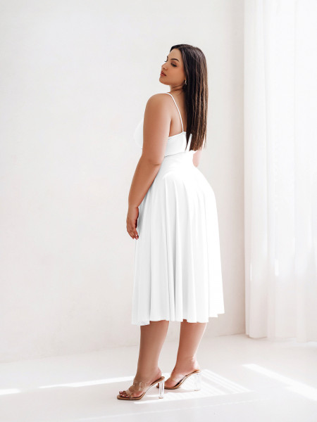 Sukienka midi PLUS SIZE na ramiączkach AGNES - biała 2